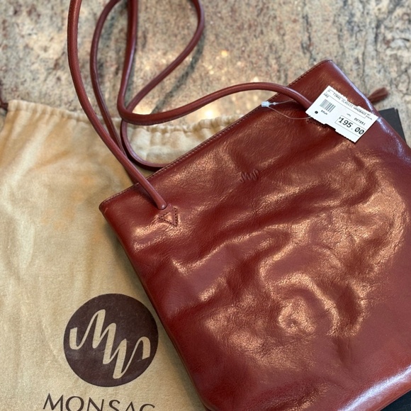Vintage Monsac Leather Handbag Tote - Picture 3 of 5